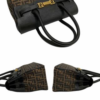 ほぼ未使用 FENDI フェンディ ズッカ柄 キャンバス エピレザー 2way ハンドバッグ ボストンバッグ ショルダーバッグ ブラウン 30771