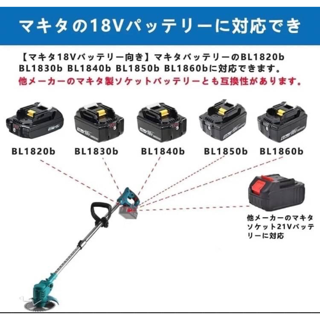 電動草刈機 芝刈り機 剪定 マキタ18Vバッテリー対応 お庭のお手入れに