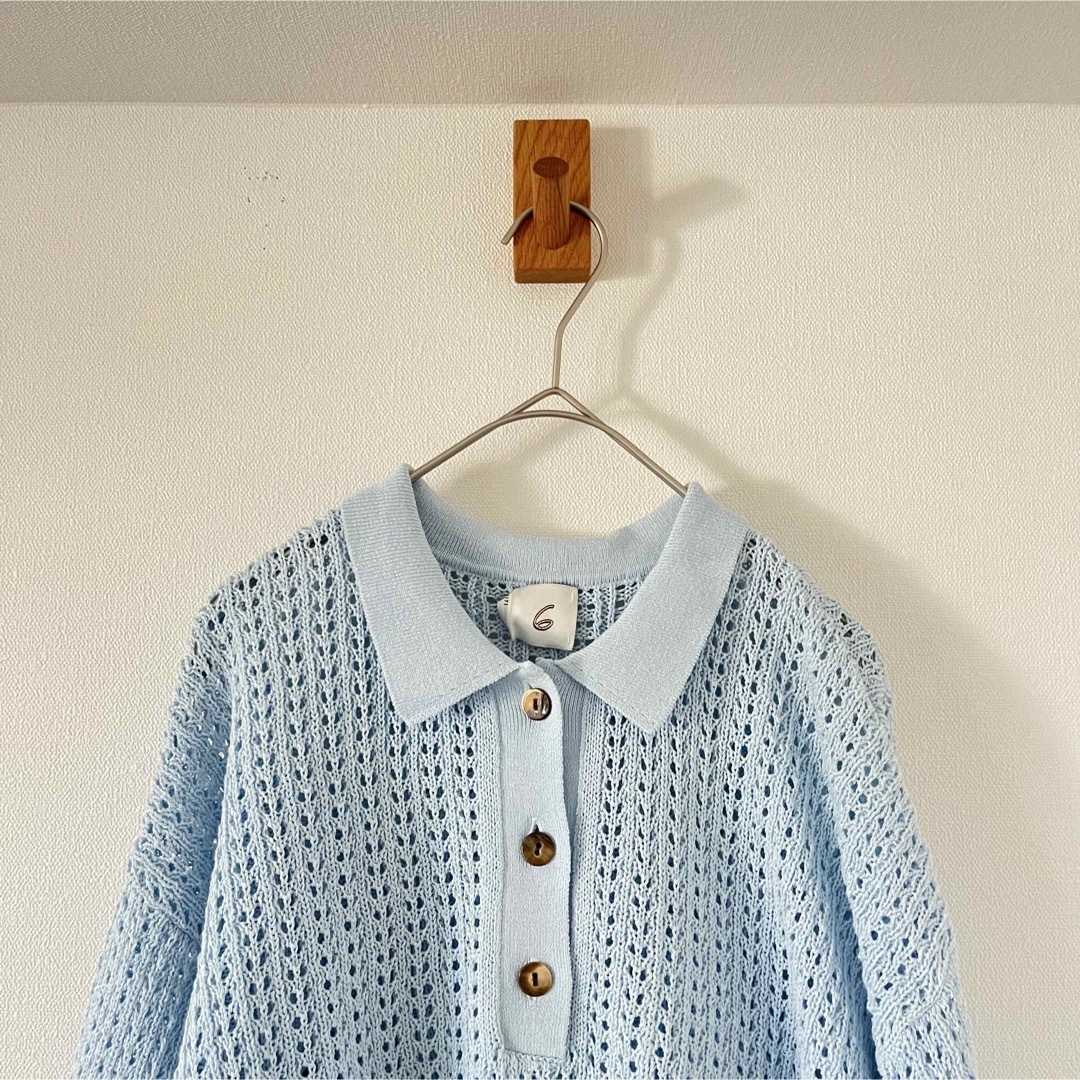 6 (ROKU)(ロク)の〈6（roku）〉ロク MESH SHIRT KNIT/ニット ポロシャツニット レディースのトップス(ニット/セーター)の商品写真