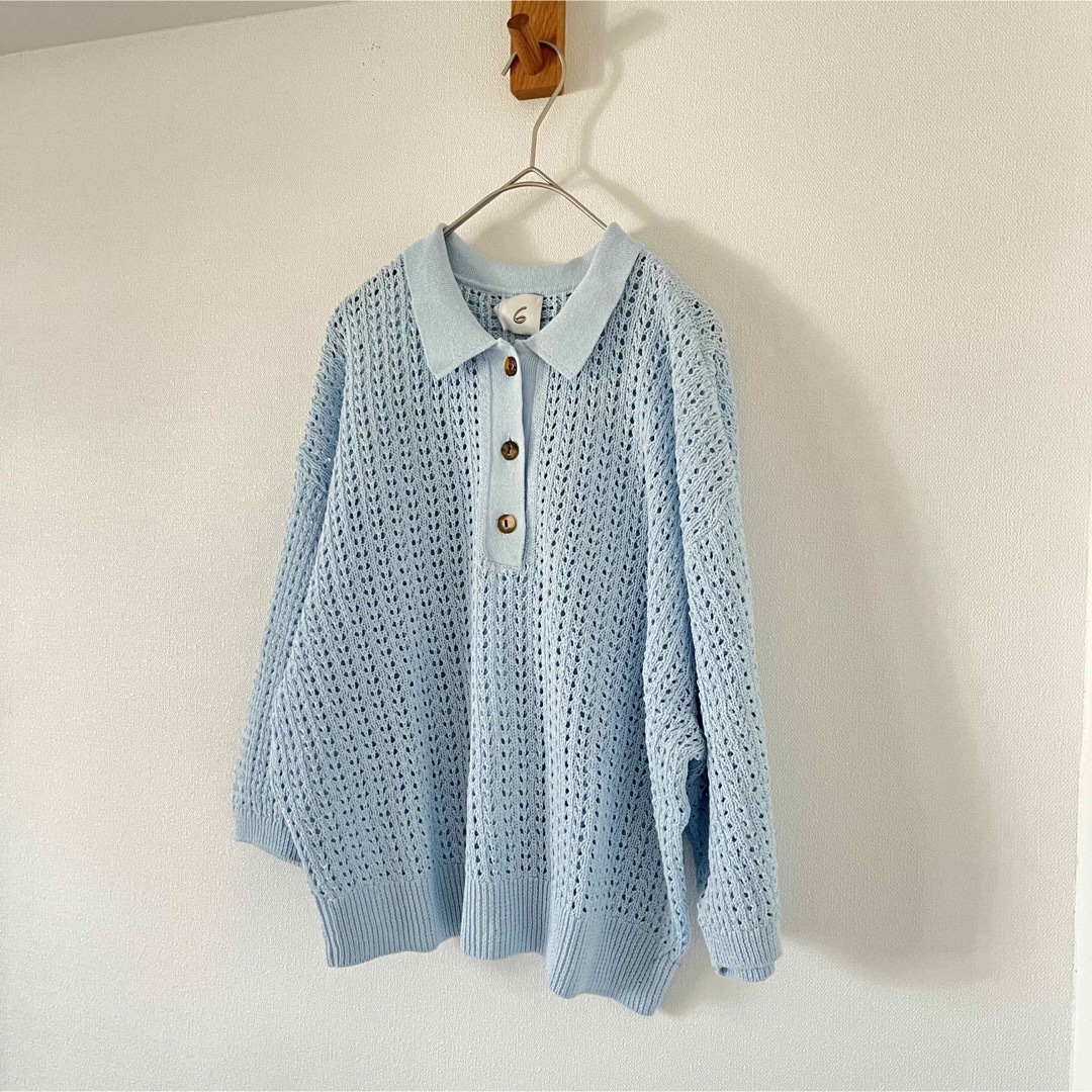 6 (ROKU)(ロク)の〈6（roku）〉ロク MESH SHIRT KNIT/ニット ポロシャツニット レディースのトップス(ニット/セーター)の商品写真