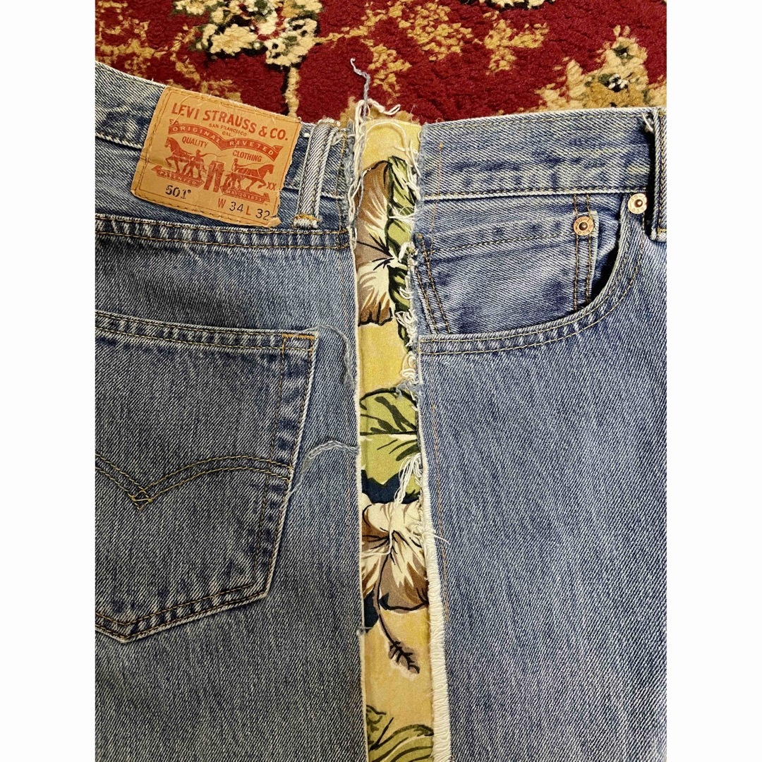 Levi’s 501 リーバイス デニム アロハ 花柄 リメイク 再構築 メンズのパンツ(デニム/ジーンズ)の商品写真