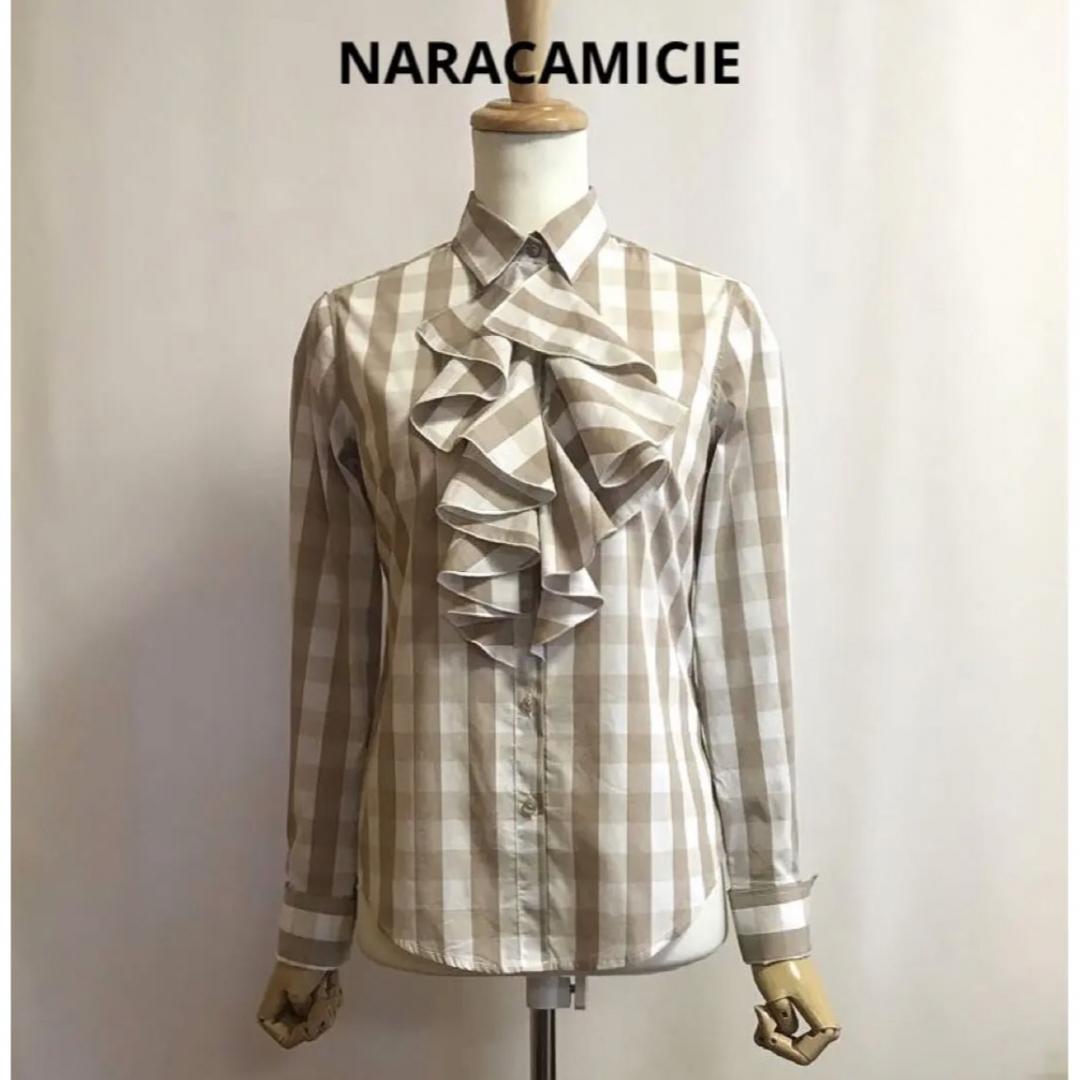 NARACAMICIE(ナラカミーチェ)のNARACAMICIE 襟付きフリル チェック ブラウス レディースのトップス(シャツ/ブラウス(長袖/七分))の商品写真