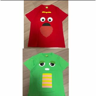 新品 ペアルック Tシャツ M ガチャピン ムック なりきり 半袖 フジテレビ(Tシャツ/カットソー(半袖/袖なし))