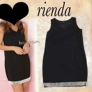 リエンダ(rienda)のrienda♡裾パール　ノースリーブ  ワンピース(ミニワンピース)