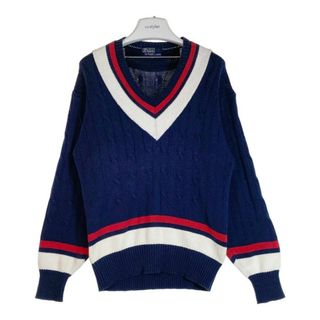 ポロラルフローレン(POLO RALPH LAUREN)の★ポロ ラルフローレン チルデン コットン ケーブルニット 80'S ネイビー sizeS(ニット/セーター)