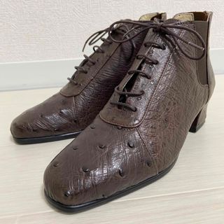 オーストリッチ(OSTRICH)の˚✧₊ 新品 オーストリッチレザー サイドゴアレースアップブーツ(ブーツ)