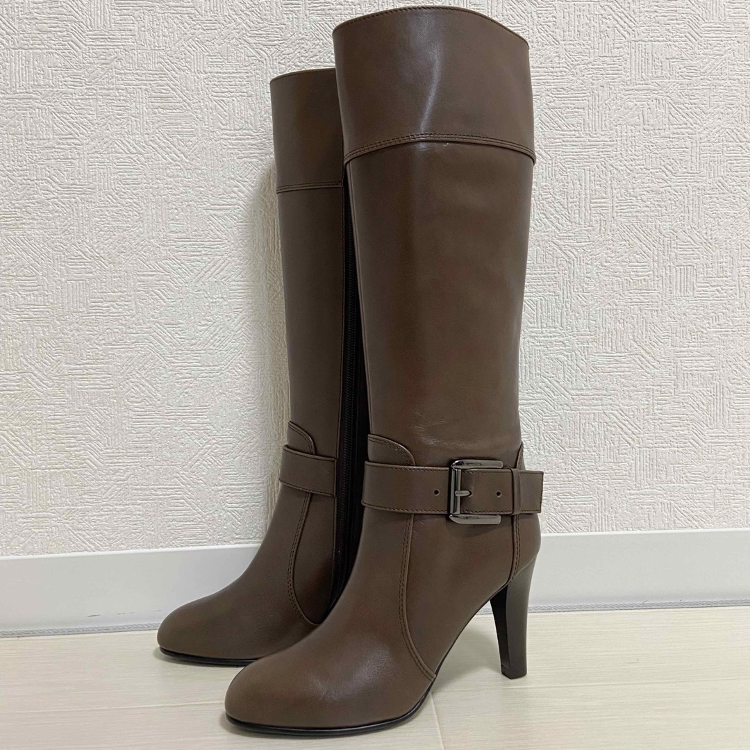 DIANA - ご専用 新品 ダイアナ サイドジップ レザーベルトロングブーツ