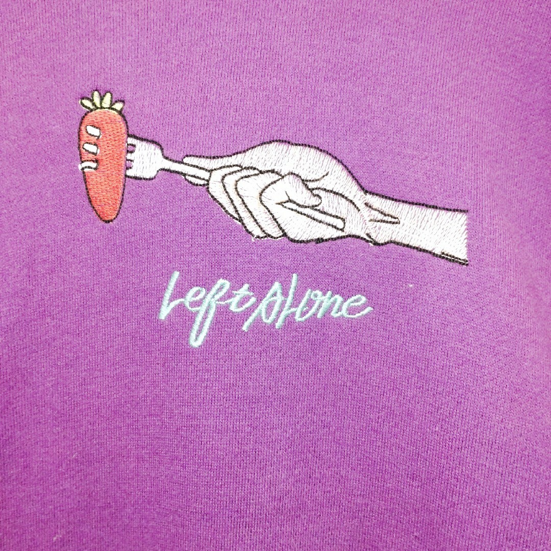 【バックプリント】レフトアローン　刺繍ロゴ　スウェットパーカー　フーディー　紫色