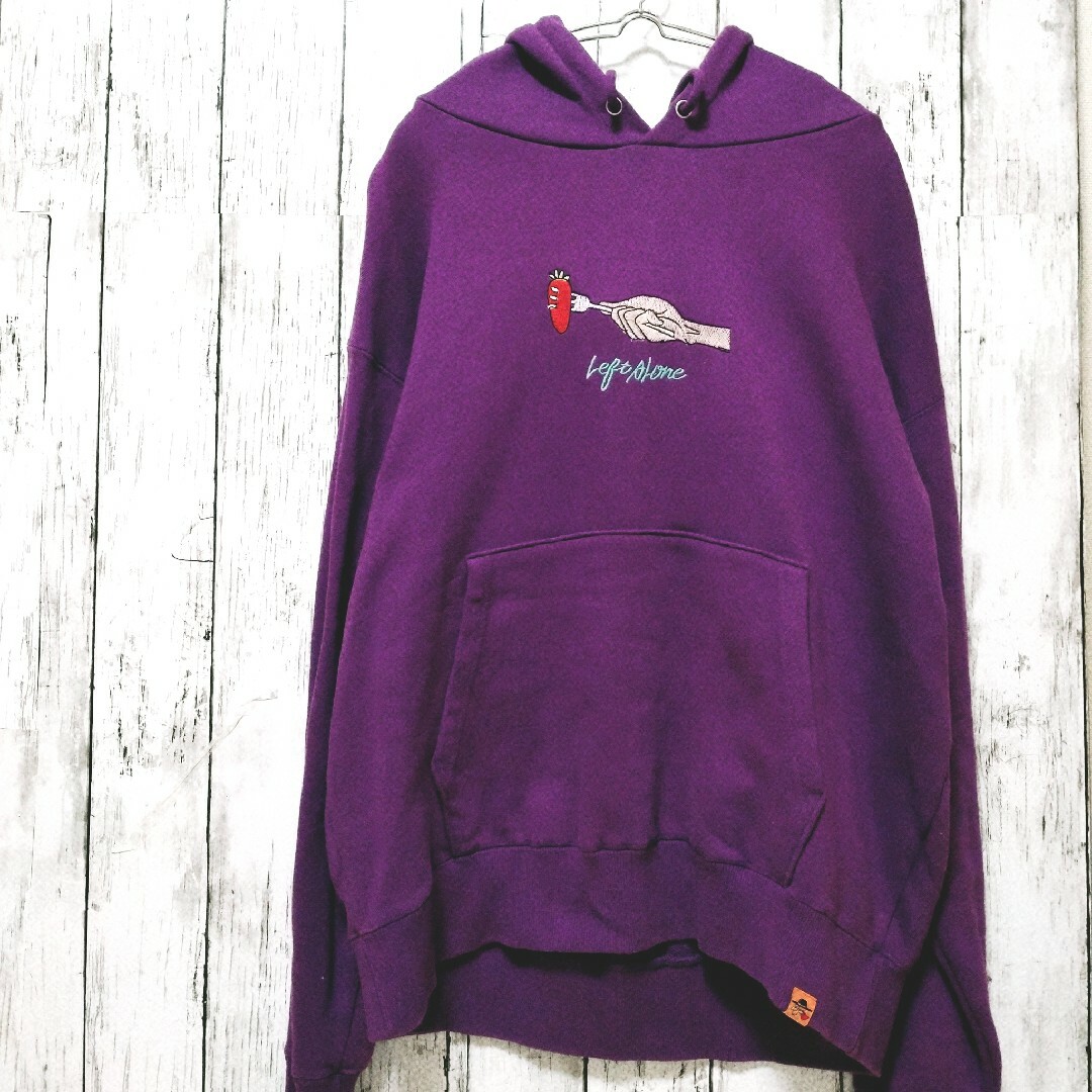 希少】left Alone レフトアローン パープル 紫 パーカー 刺繍ロゴの