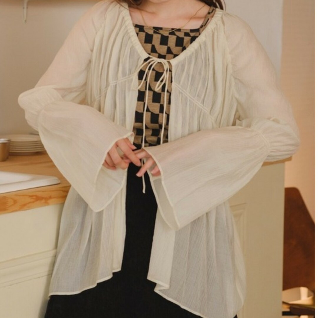 kastane ブラウス シャツ ブラウス シャーリングシアーブラウス 1