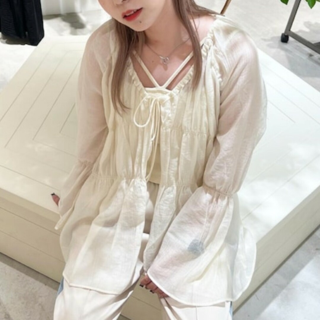 kastane ブラウス シャツ ブラウス シャーリングシアーブラウス 3