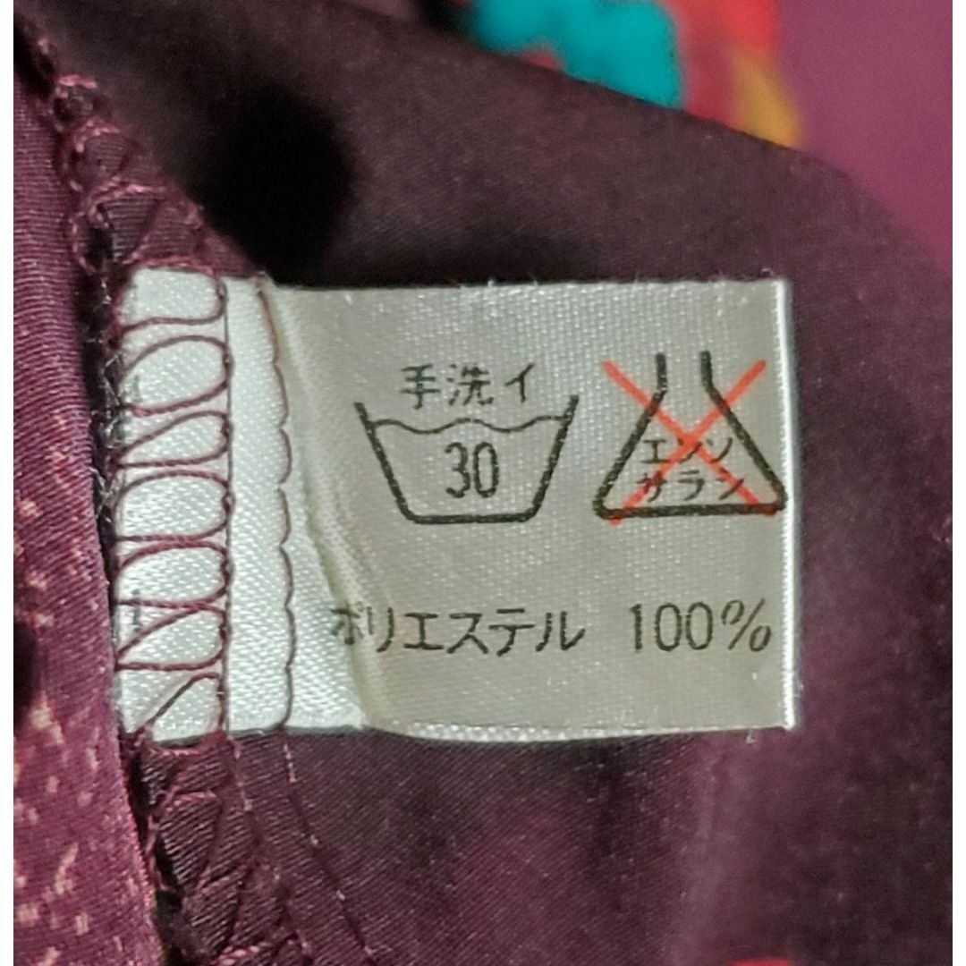 【長袖シャツ レッド 赤黒 ダークトーン レトロ柄 総柄 ビンテージ 古着】