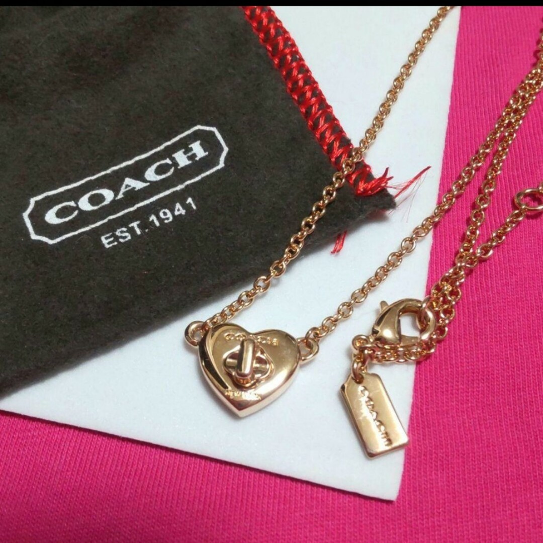 COACH ハート ターンロック ネックレス、美品