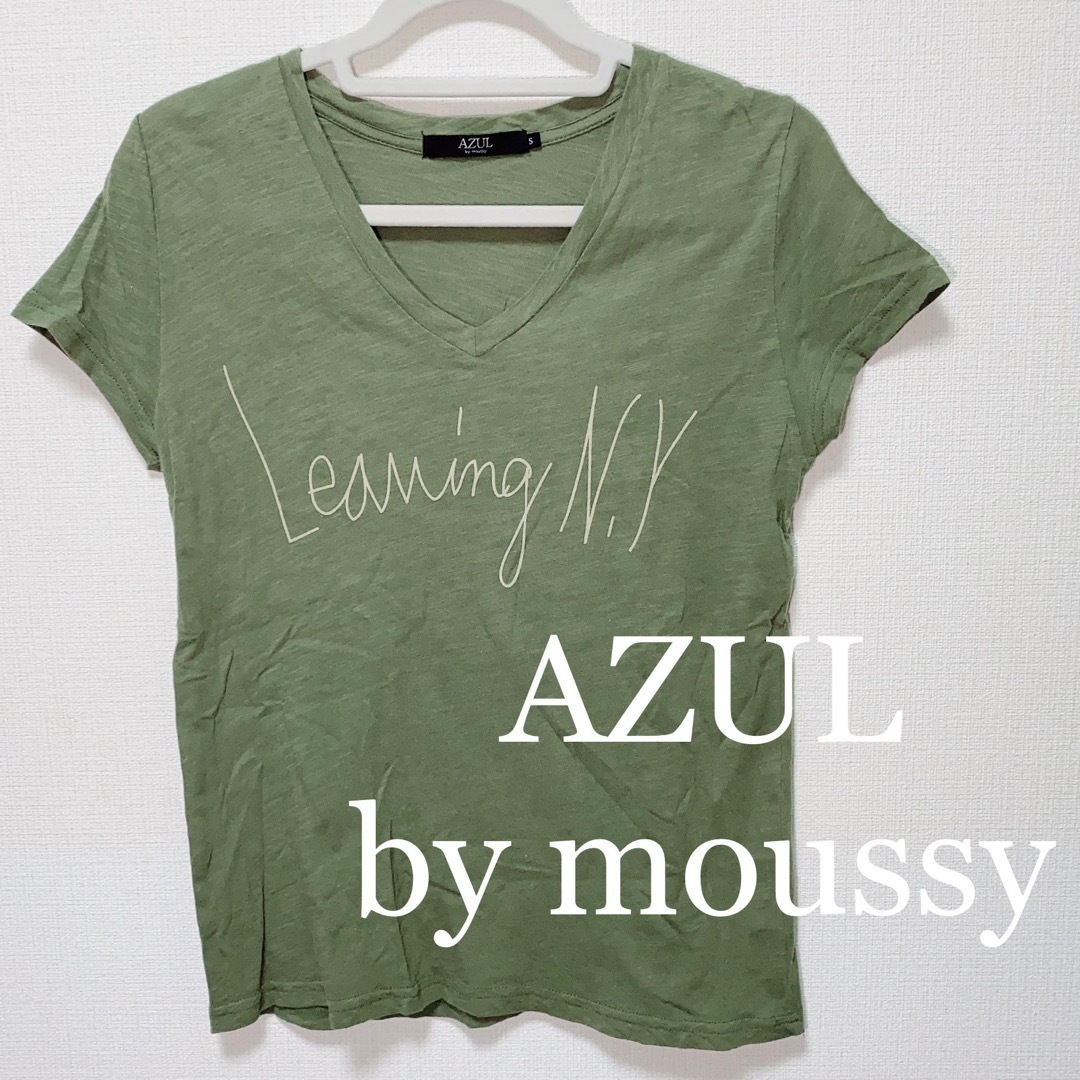 AZUL by moussy(アズールバイマウジー)のAZUL by moussy アズール カーキ Vネック 半袖 Tシャツ レディースのトップス(Tシャツ(半袖/袖なし))の商品写真