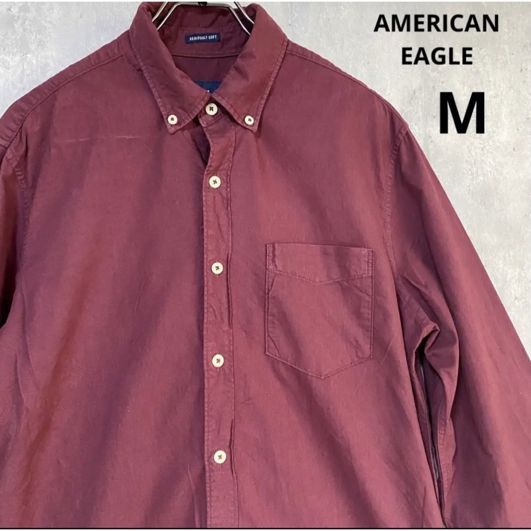 American Eagle(アメリカンイーグル)のAMERICAN EAGLE  長袖シャツ　M  綿 100%  赤紫 メンズのトップス(シャツ)の商品写真