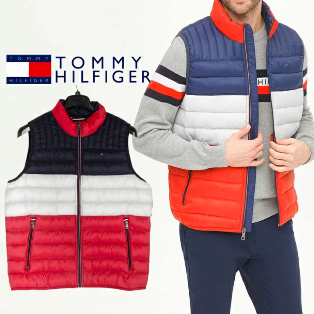 TOMMY HILFIGER(トミーヒルフィガー)の新品送料込み　トミーヒルフィガー　ダウンベスト　トリコカラー　Lサイズ メンズのジャケット/アウター(ダウンベスト)の商品写真