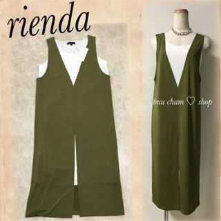 リエンダ(rienda)のrienda♡ノースリーブ　フロントスリットワンピース　バイカラー(ミニワンピース)