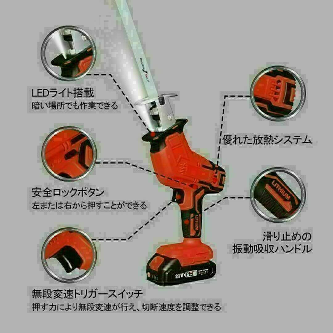 充電式レシプロソー　大容量48V Li-ionバッテリー　2個付き