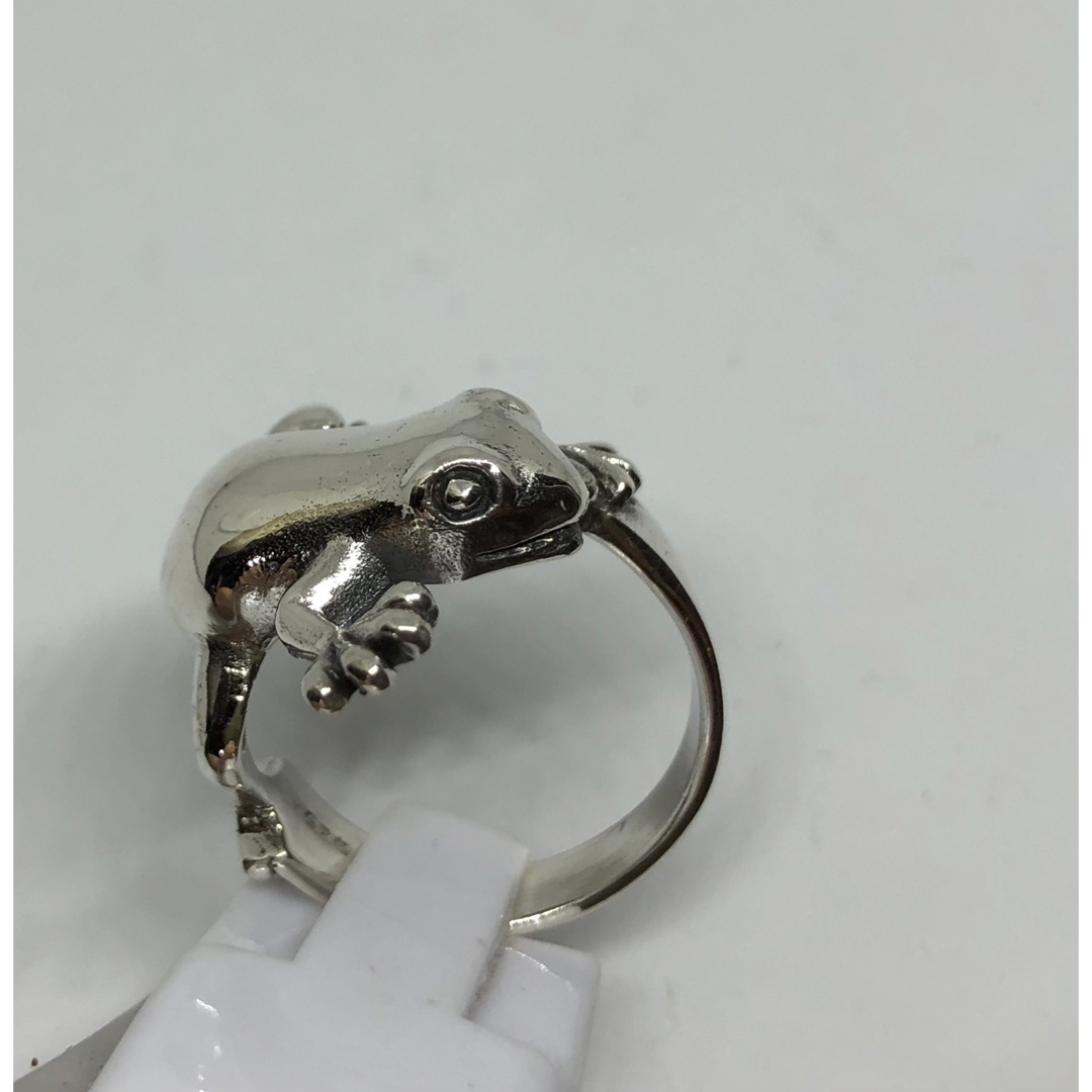 カエル蛙スターリングシルバー高純度クラフト指輪幸福の御守りアクセサリー24号銀 メンズのアクセサリー(リング(指輪))の商品写真
