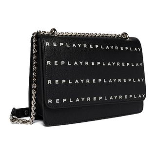 リプレイ(Replay)の【新品】REPLAY BLACK LEATHER CROSSBODY BAG⭐️(ショルダーバッグ)