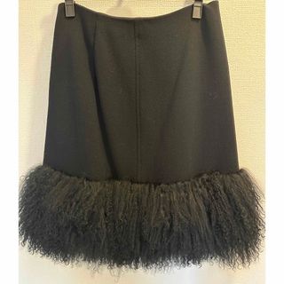 ソニアリキエル(SONIA RYKIEL)のソニアリキエル　裾ファー　スカート　黒(ひざ丈スカート)