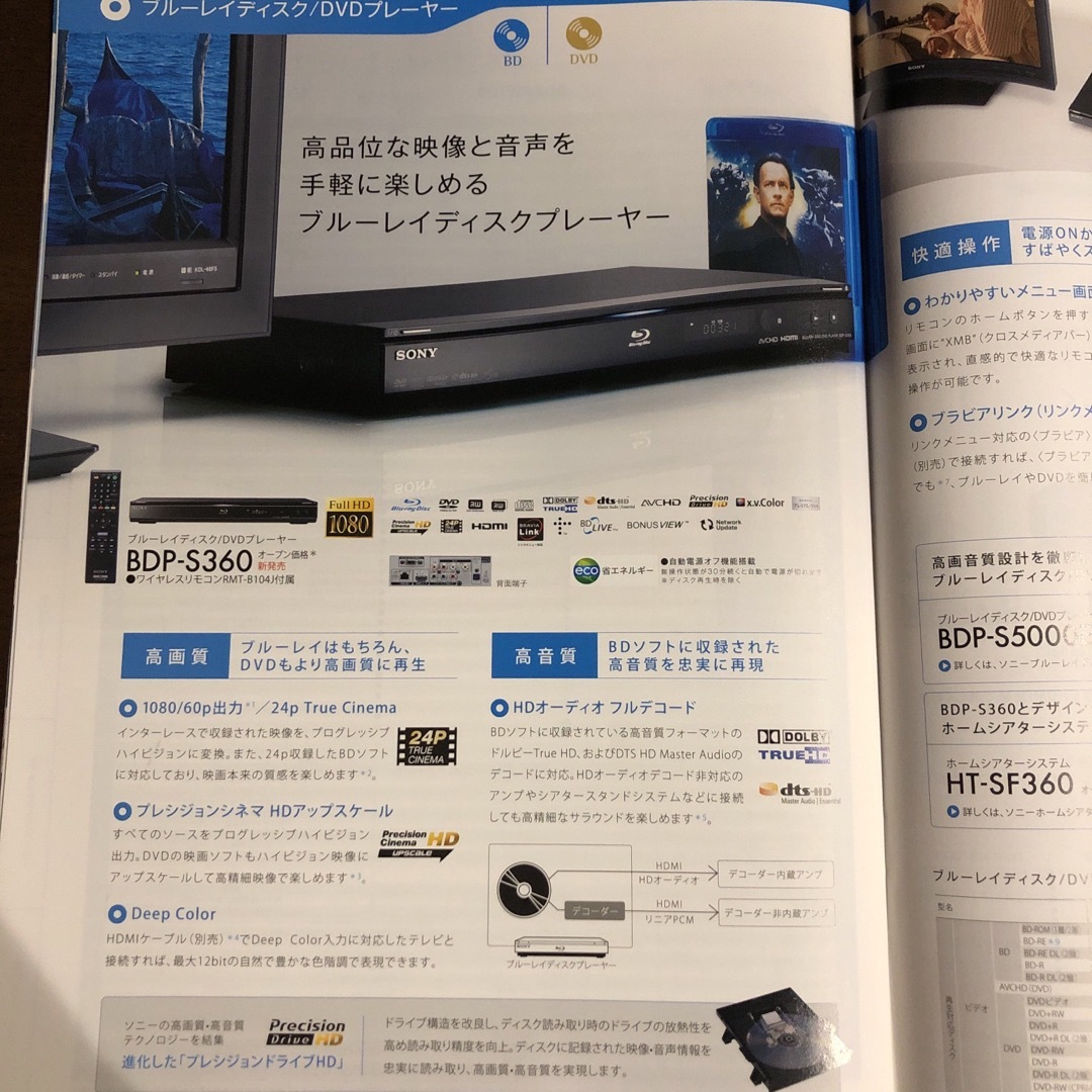 SONY(ソニー)のSONY ブルーレイディスクプレイヤー総合カタログ2009年9月　矢沢永吉 エンタメ/ホビーのコレクション(印刷物)の商品写真