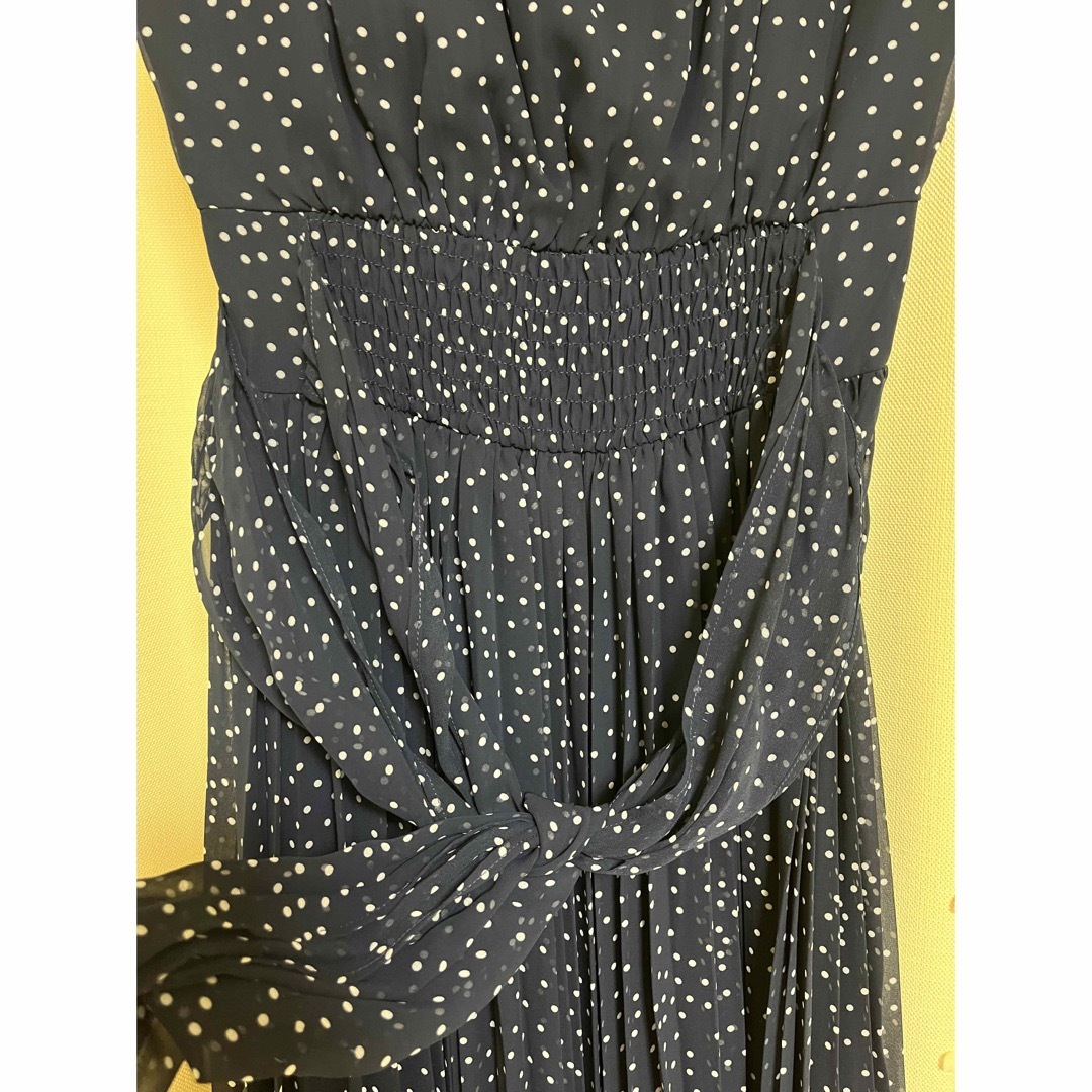 新品未使用　Polka Dot Side Bow Pleated Dress