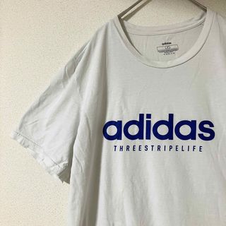 アディダス(adidas)の【adidas】アディダス 半袖ロゴプリントTシャツ ホワイト Lサイズ 古着(Tシャツ/カットソー(半袖/袖なし))