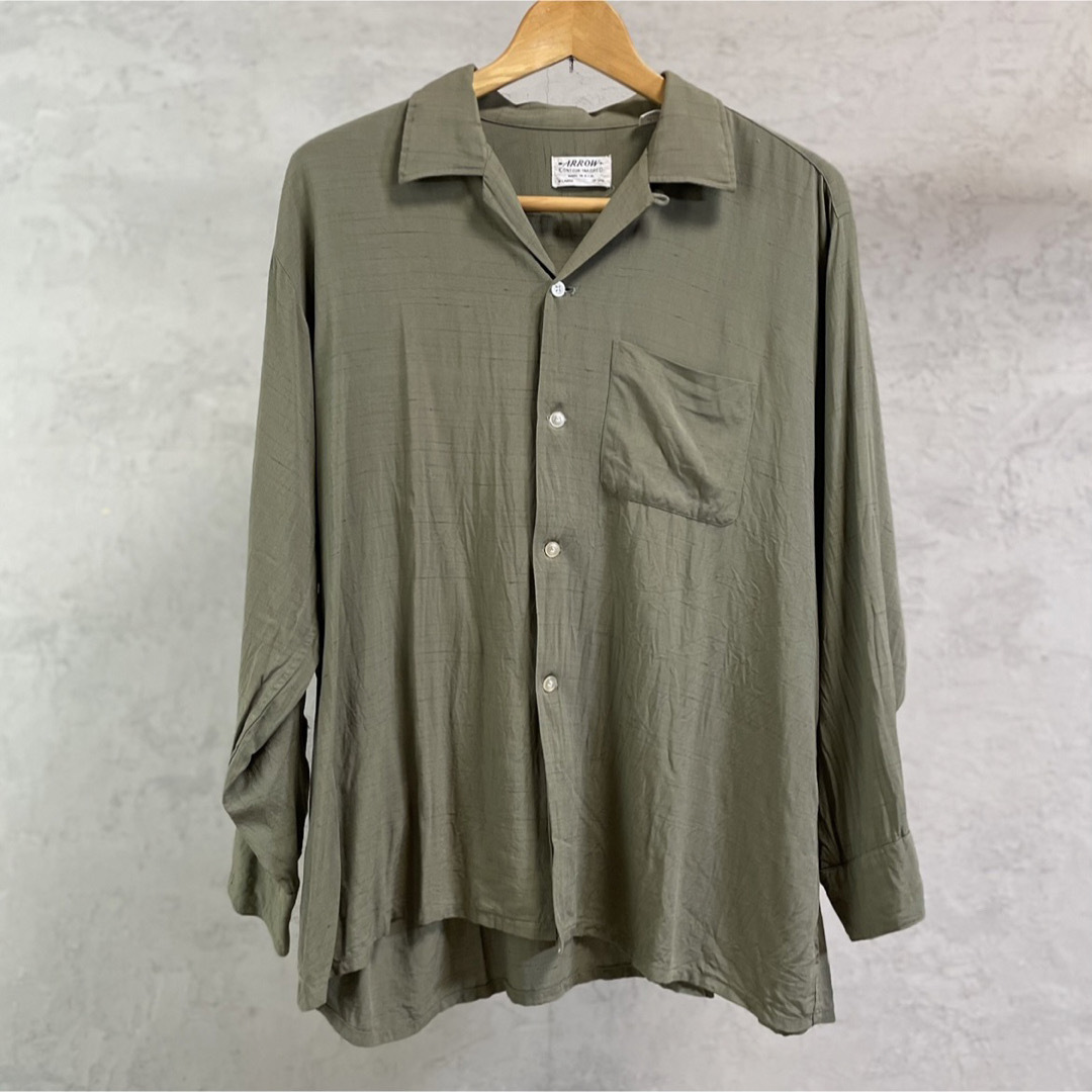 60s ARROW レーヨンギャバジンシャツ 17 XL カスリ-