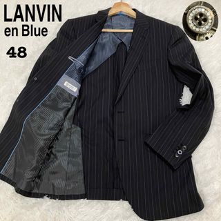 ランバンオンブルー(LANVIN en Bleu)のLANVIN en BLUEランバン　ストライプ　テーラードジャケット　48(テーラードジャケット)