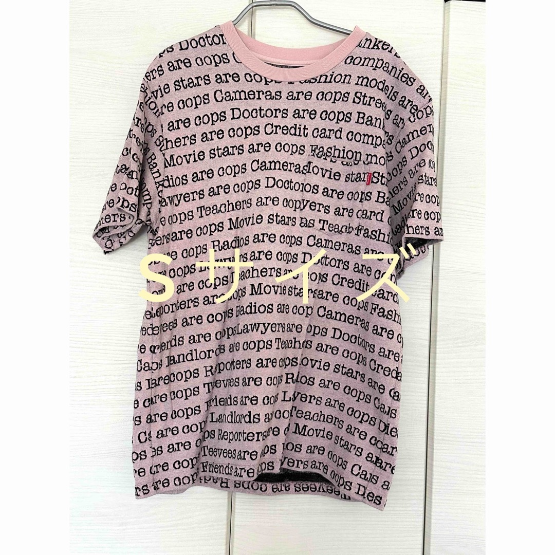 supreme 英字Tシャツ　Sサイズ　ピンク