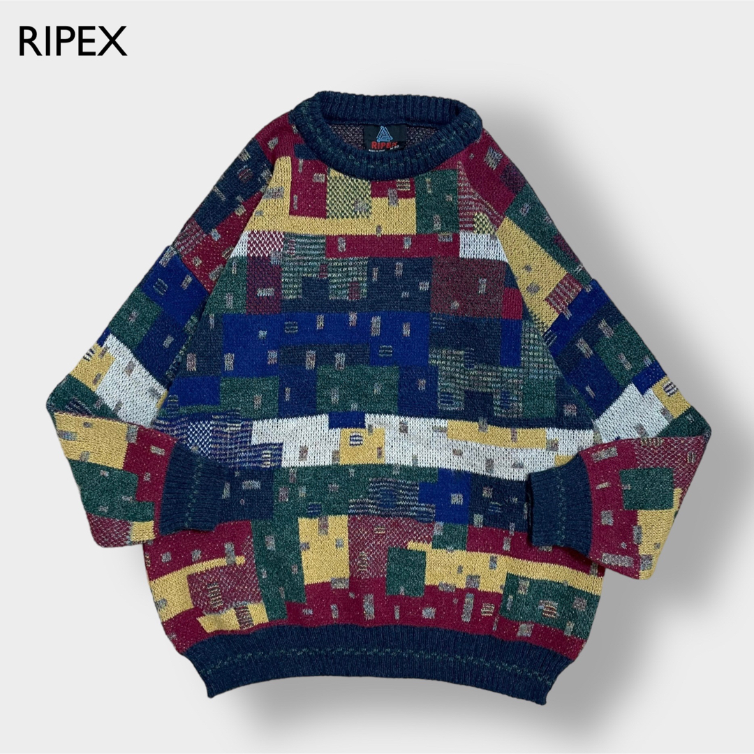 RIPEX イタリア製 柄ニット 柄物 セーター マルチカラー ITALY 古着 メンズのトップス(ニット/セーター)の商品写真