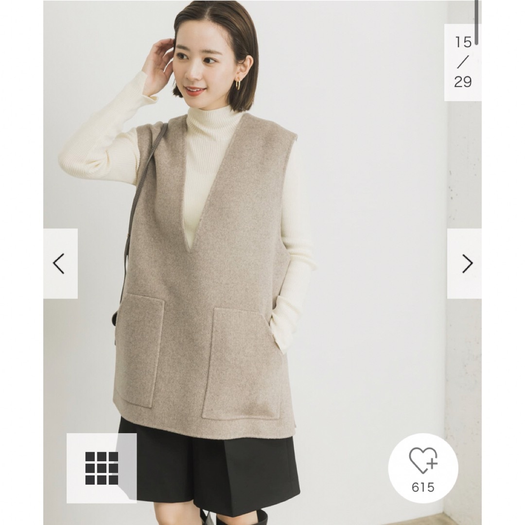 URBAN RESEARCH - 新品タグ付◉ モカ 38 リバーオーバーVネックベスト URBAN RESEARCH - 新品タグ付◉ モカ 38 リバーオーバーVネックベスト