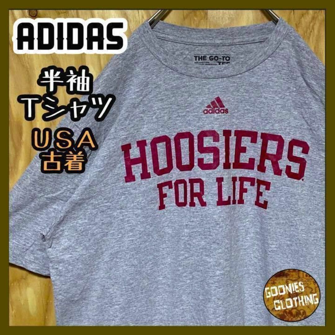 エンジ USA 90s アディダス グレー 半袖 Tシャツ パフォーマンス