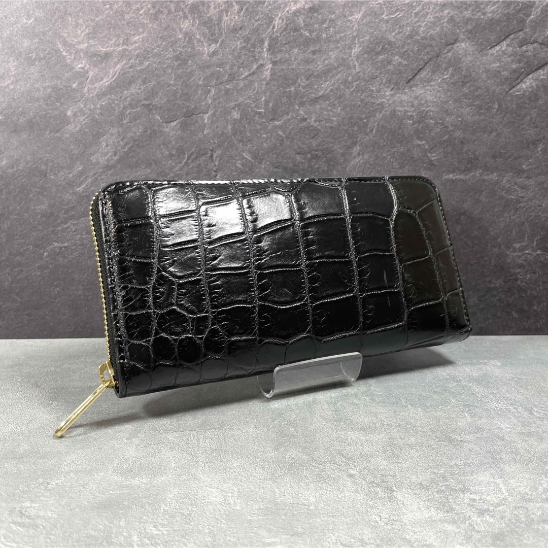 クロコダイル 本革 長財布 ブラック ワニ革財布 黒色 メンズ