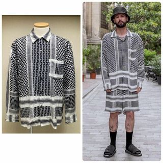 アンユーズド(UNUSED)の定価44000円★UNUSED アフガンストール柄シャツ Afghan シュマグ(シャツ)