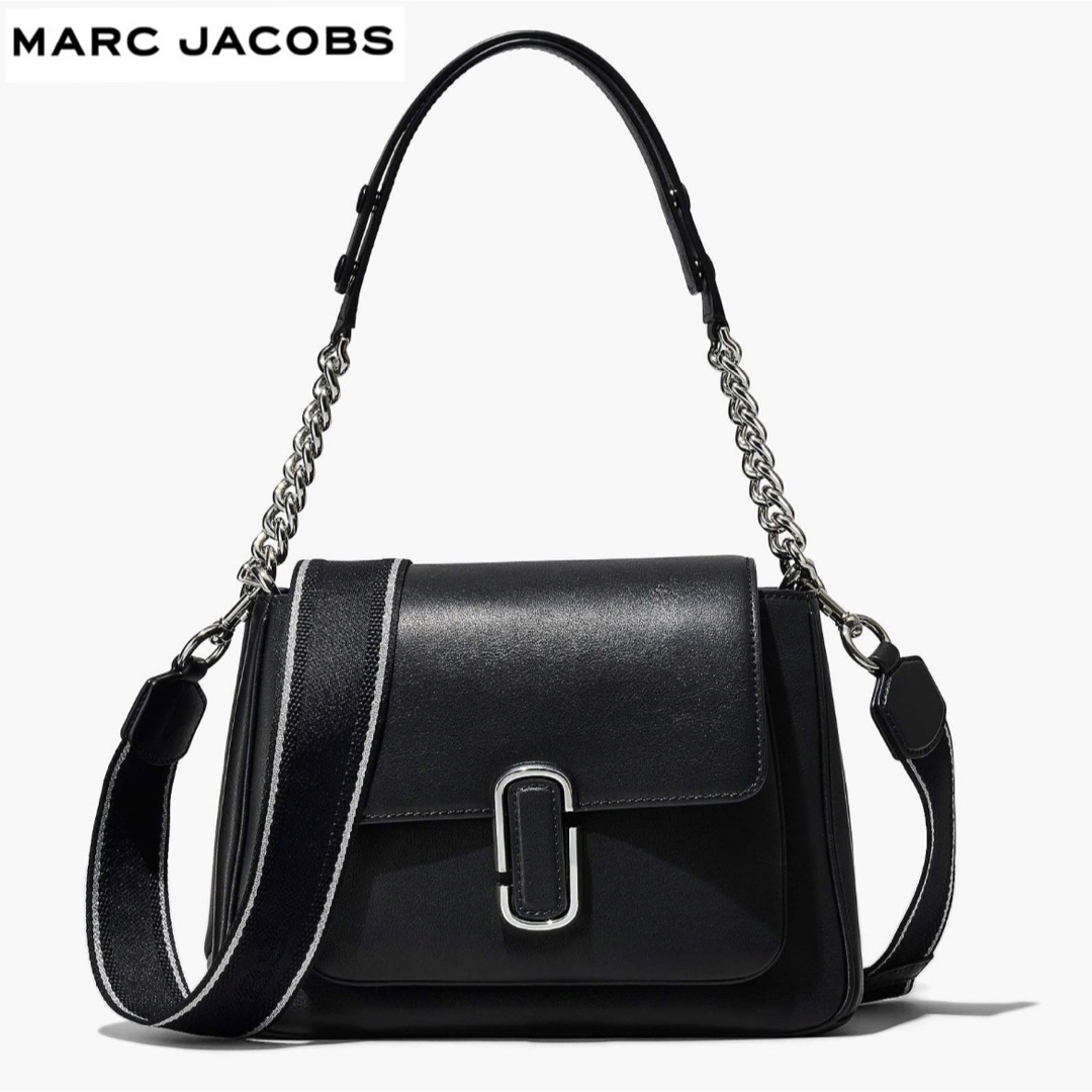 MARCJACOBS ザJマークチェーンサッチェル　ブラック/シルバーb調節可能なヴェビングストラップ