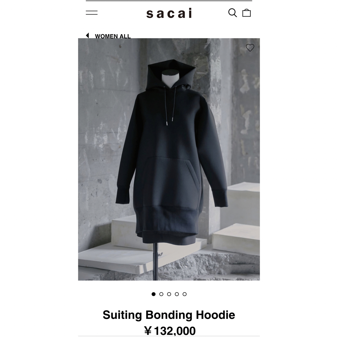 sacai(サカイ)の新品未使用sacai23AW Suiting Bonding Hoodie レディースのワンピース(ひざ丈ワンピース)の商品写真