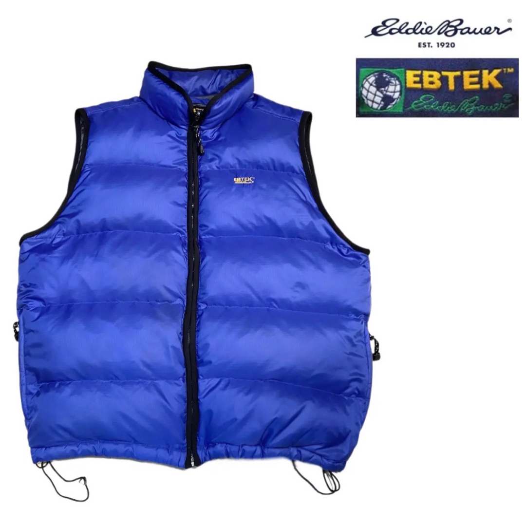 90s EDDIE BAUER エディーバウアー EBTEK ダウンベスト 青 - ダウンベスト