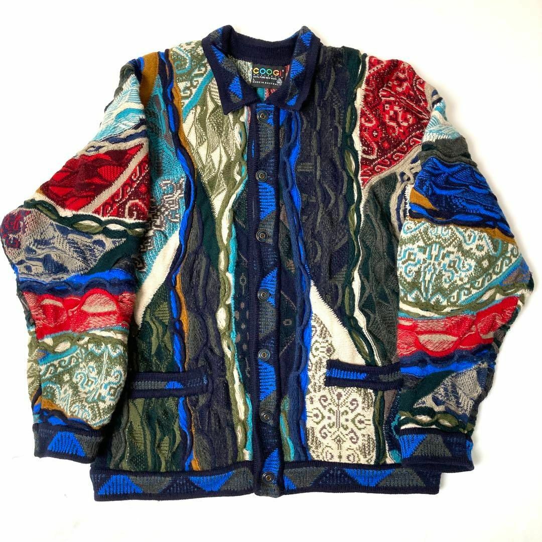 COOGI メタルボタン 3D立体編み オーストラリア ニットカーディガン ...