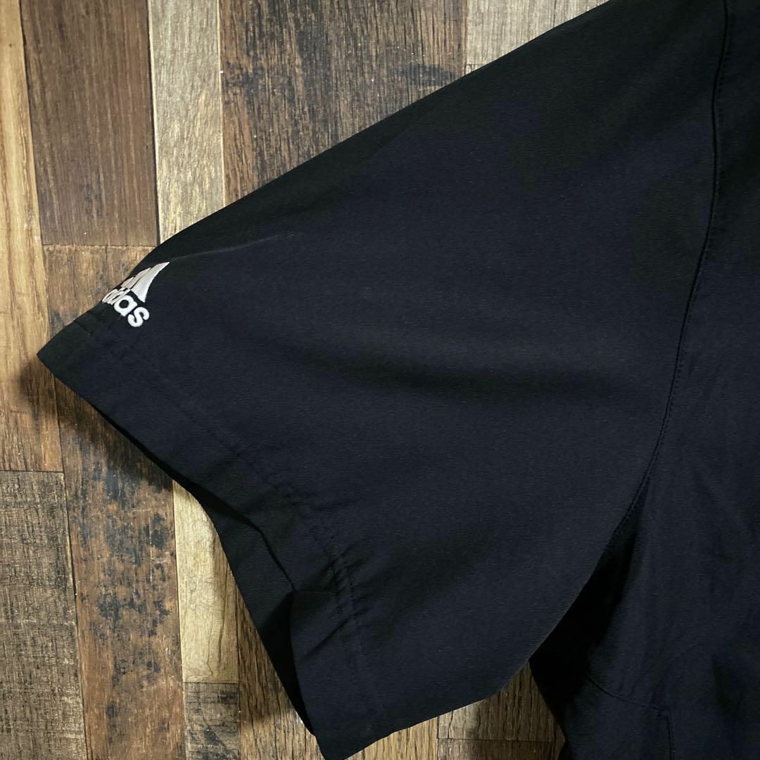 adidas メンズ 半袖 シャツ 黒 ロゴ ビッグシルエットUSA 90s
