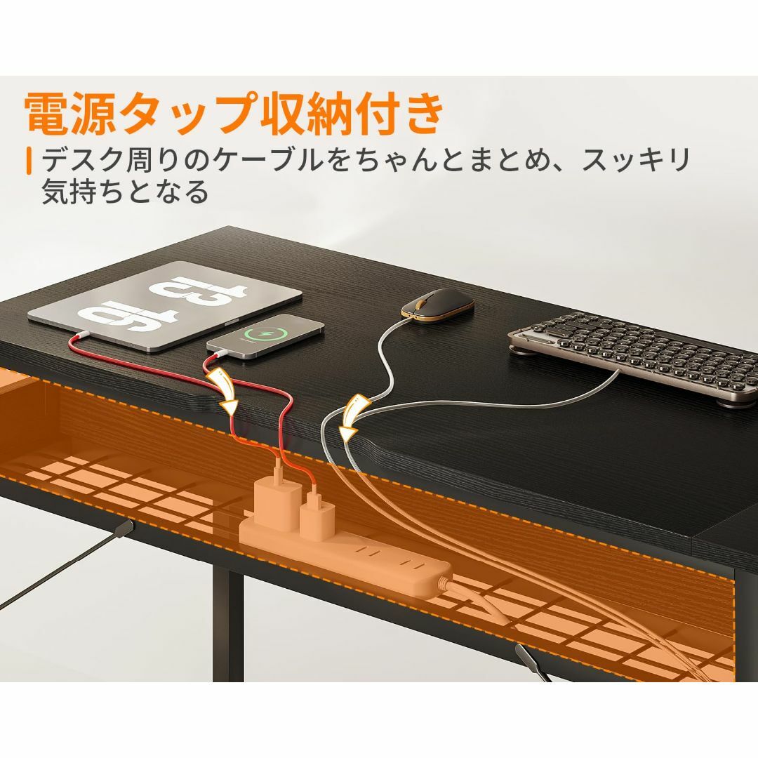 【色: ブラック】KKL デスク パソコンデスク ラック付き ゲーミングデスク