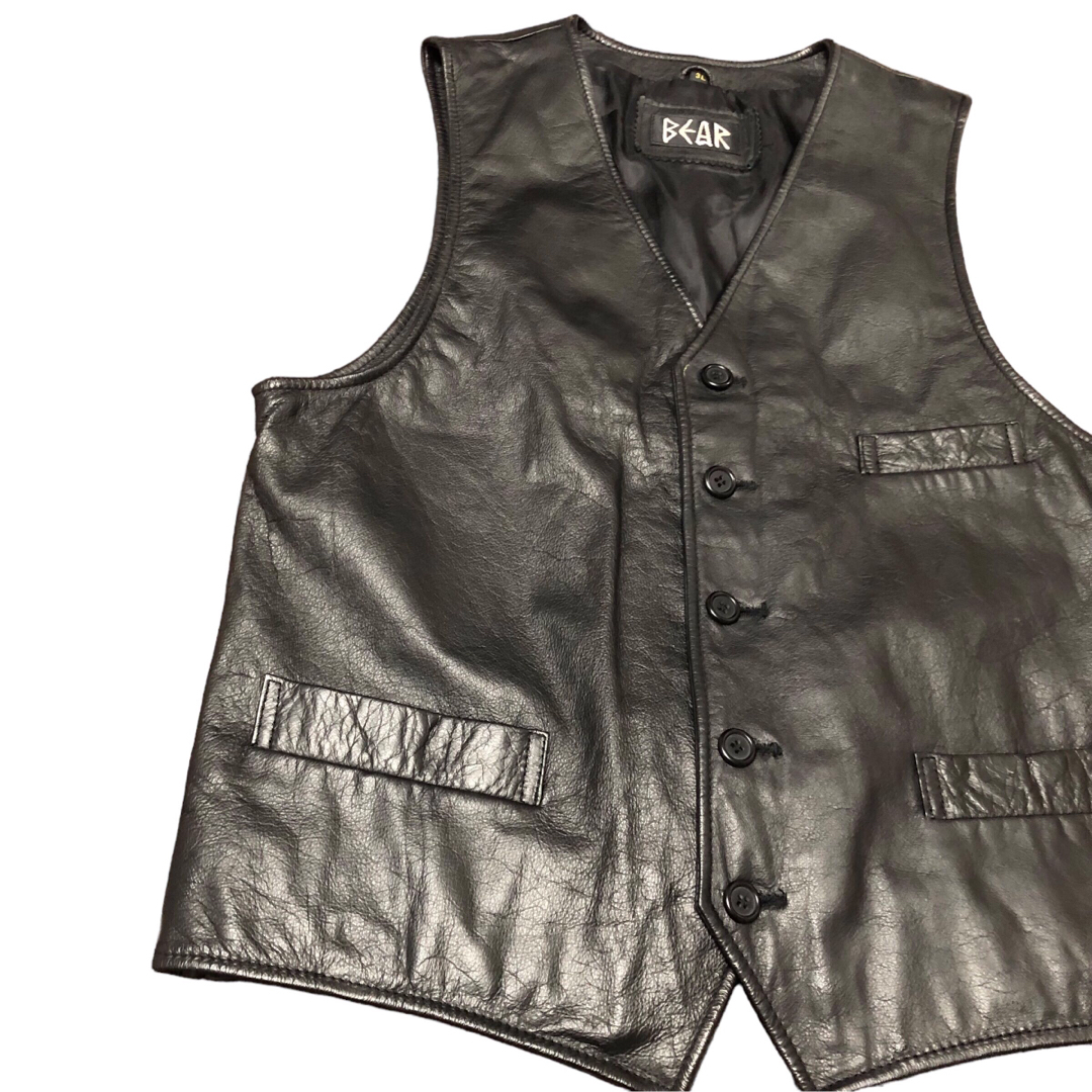 新品 DOUBLE STANDARD CLOTHING 羊革 ベスト 36 黒 - レザー