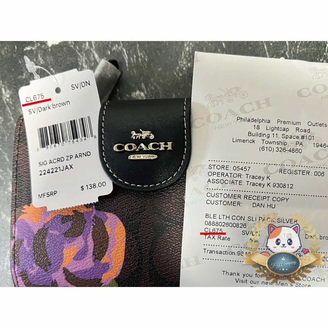 COACH(コーチ)のCOACH コーチ 二つ折り財布 フラワー　ブラウンシグネチャー　おまけ付き レディースのファッション小物(財布)の商品写真