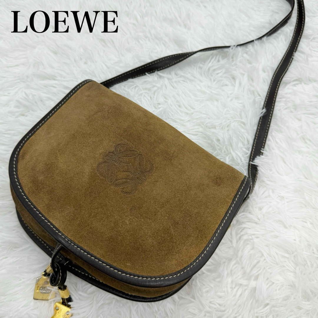 美品✨LOEWE ロエベ ショルダーバッグ アナグラム スエード×レザー-