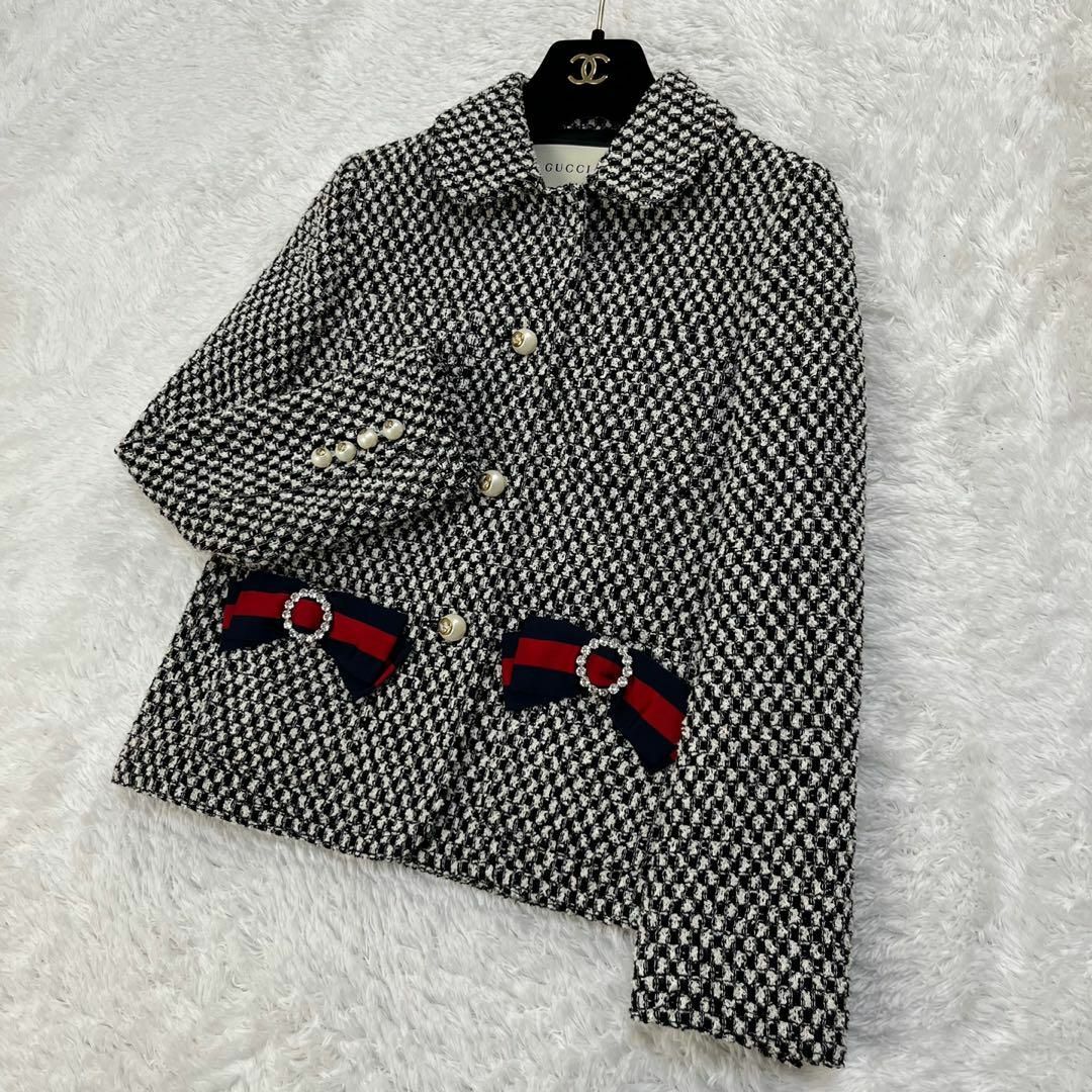 GUCCI ツイードジャケットリボン シェリーライン インターロッキング GG柄