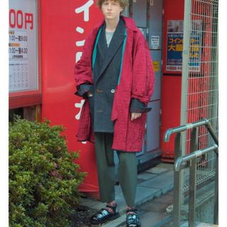 カラー(kolor)のkolor ワイドスラックス　グリーン　20ss(スラックス)