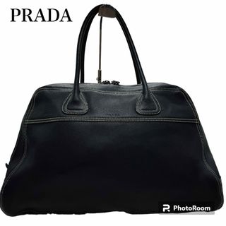 美品✨PRADA プラダ ロゴ型押　ハンドバッグ　ボストンバッグ　肩がけ　腕かけ