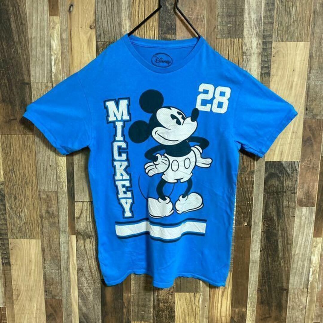 Disney　ディズニー　ミッキーマウス　総柄　半袖tシャツ　観光　水色　90s