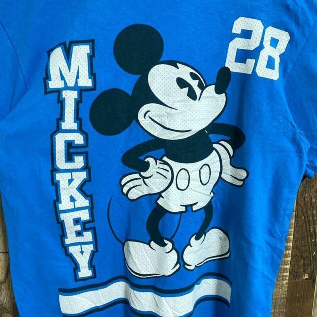 Disney　ディズニー　ミッキーマウス　総柄　半袖tシャツ　観光　水色　90s